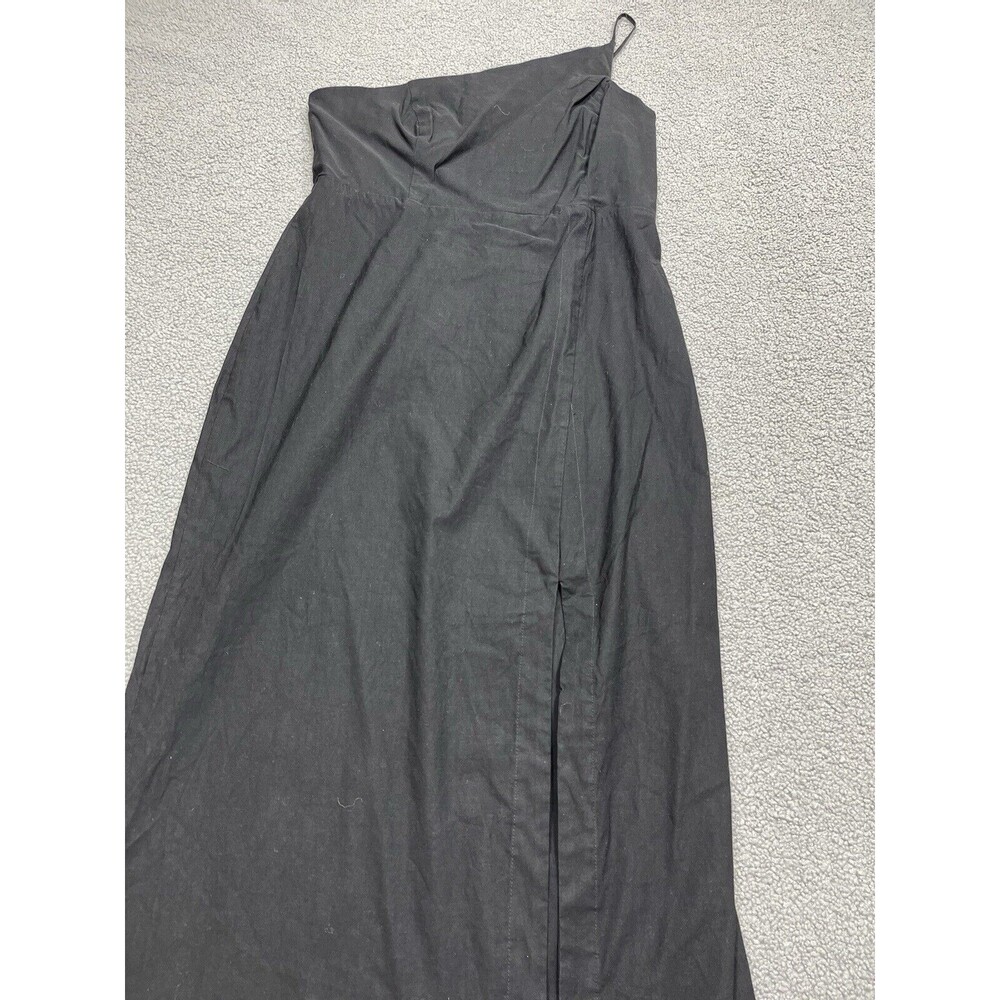 Anthropologie Midi Dress Women Black One Shoulder Linen Blend Preppy Sz XL New - Picture 4 of 12